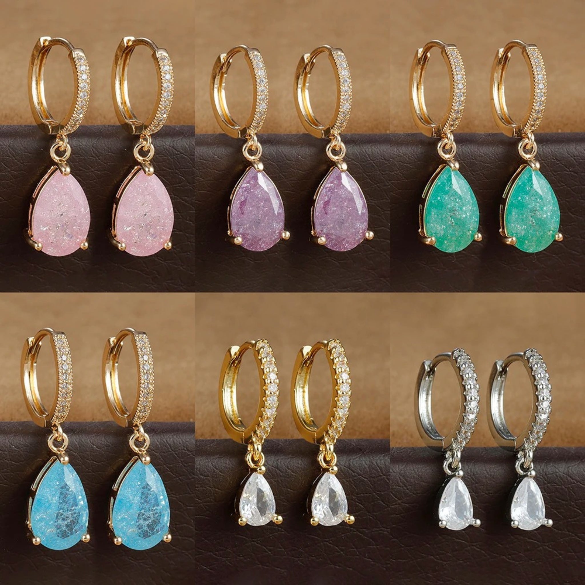 Pave Hoops with Birthstone Charm