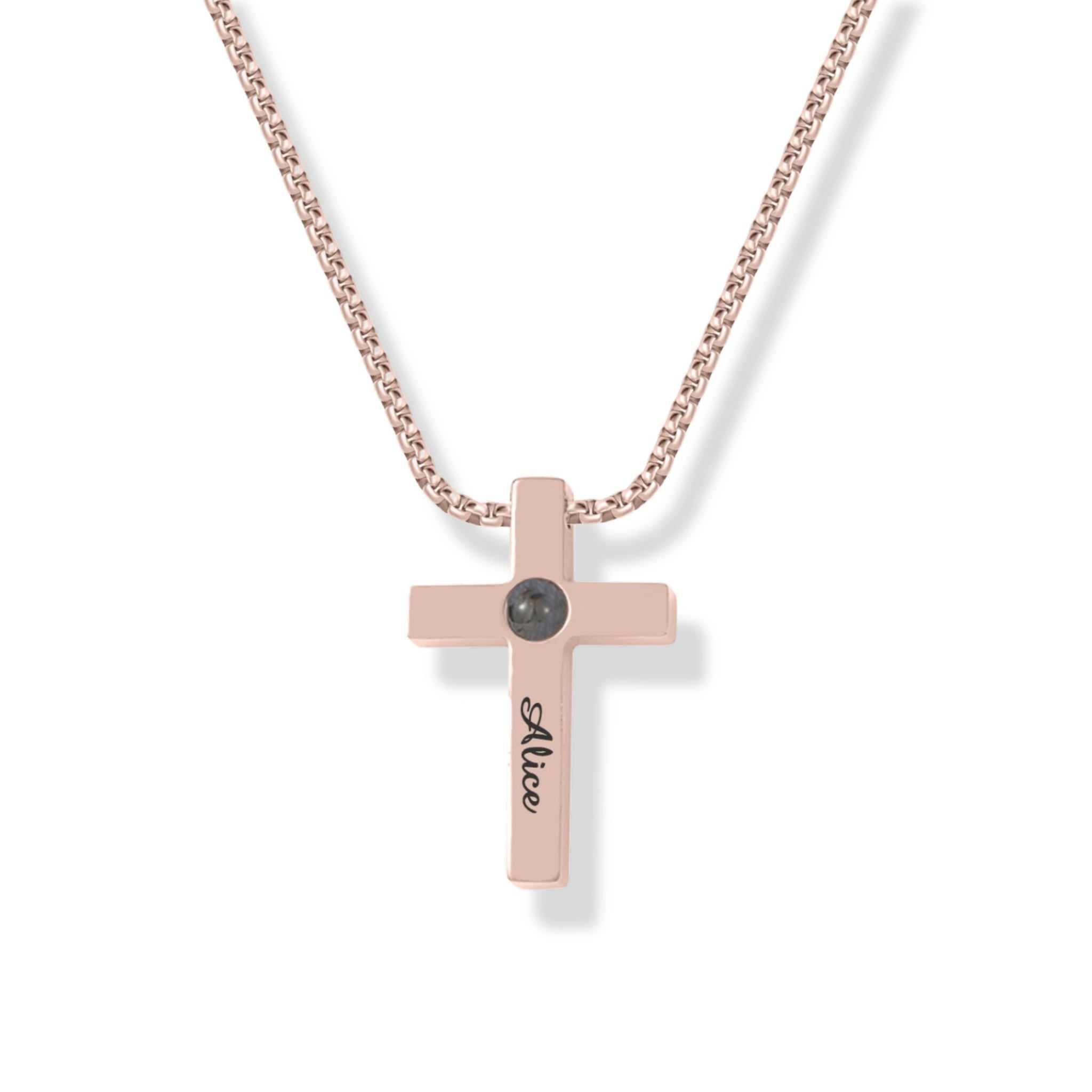 Engraved Cross Pendant with Hidden Photo