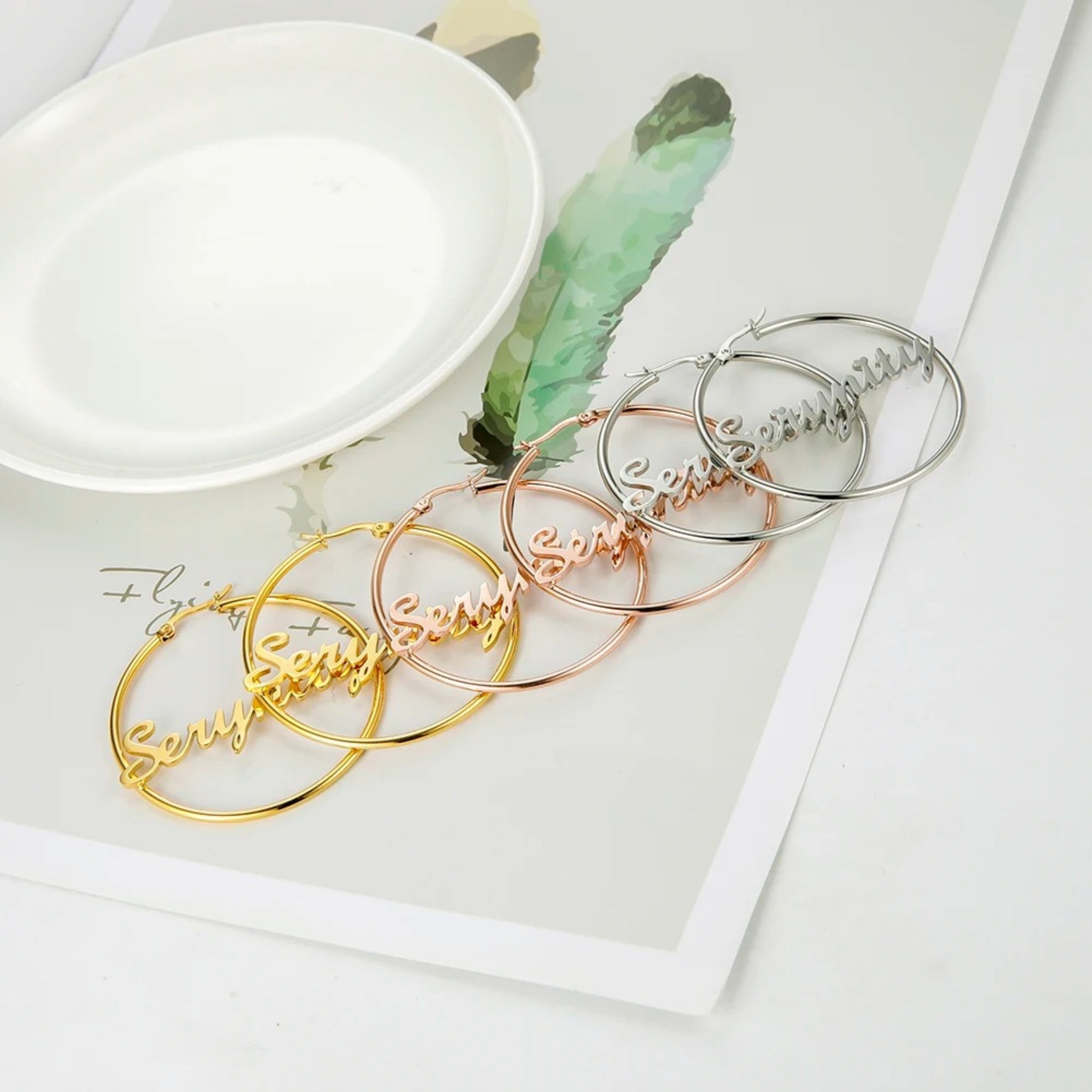 Large Name Hoop Earrings