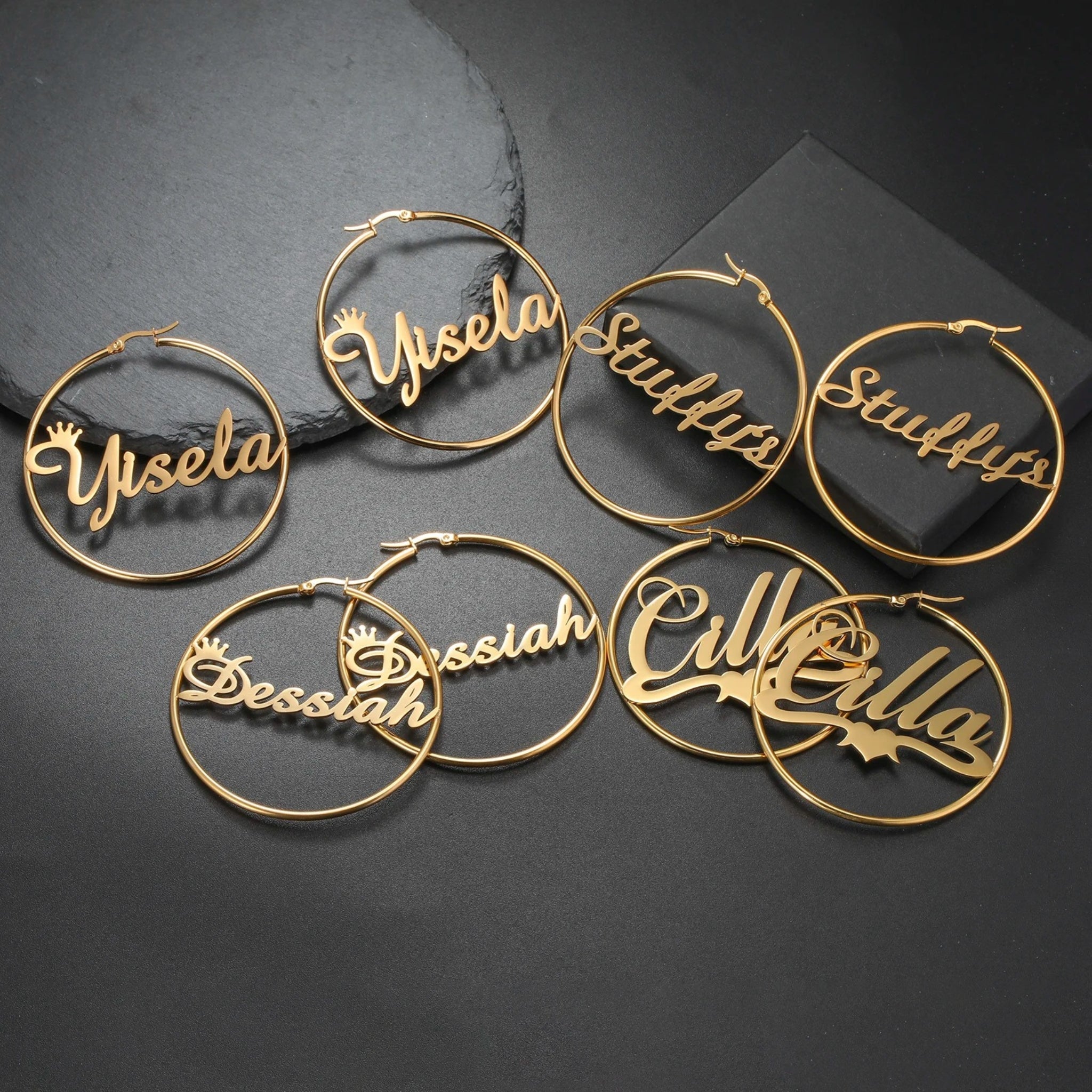 Large Name Hoop Earrings