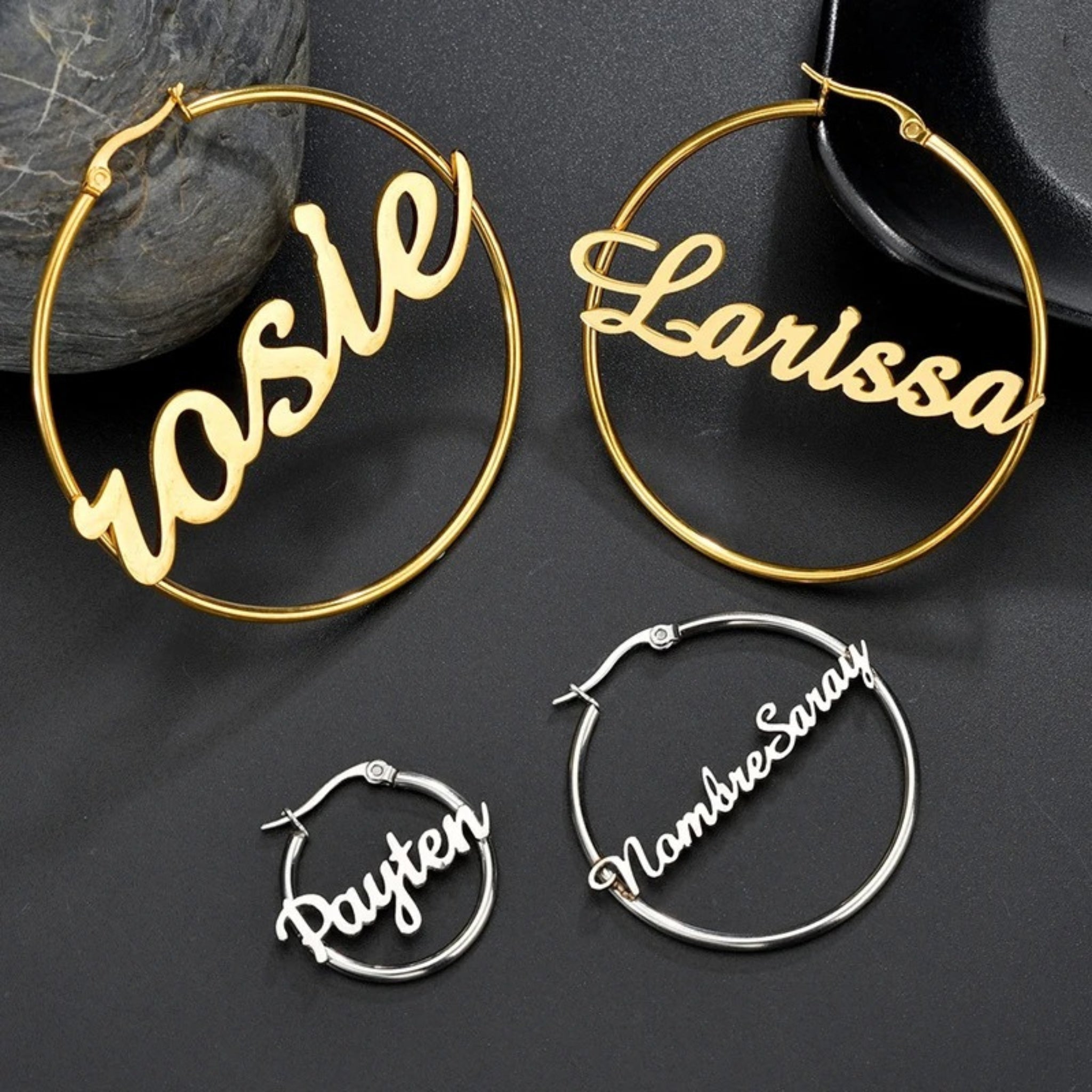 Large Name Hoop Earrings