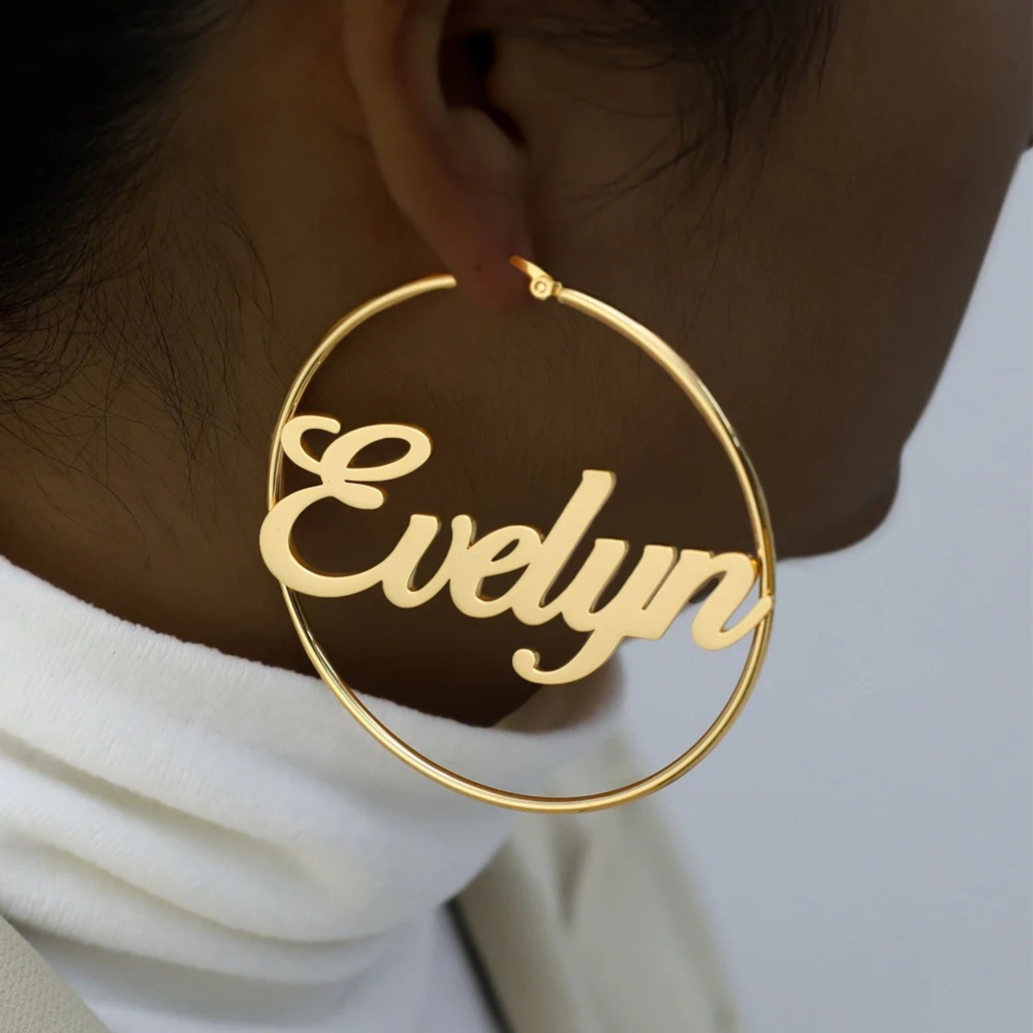 Large Name Hoop Earrings