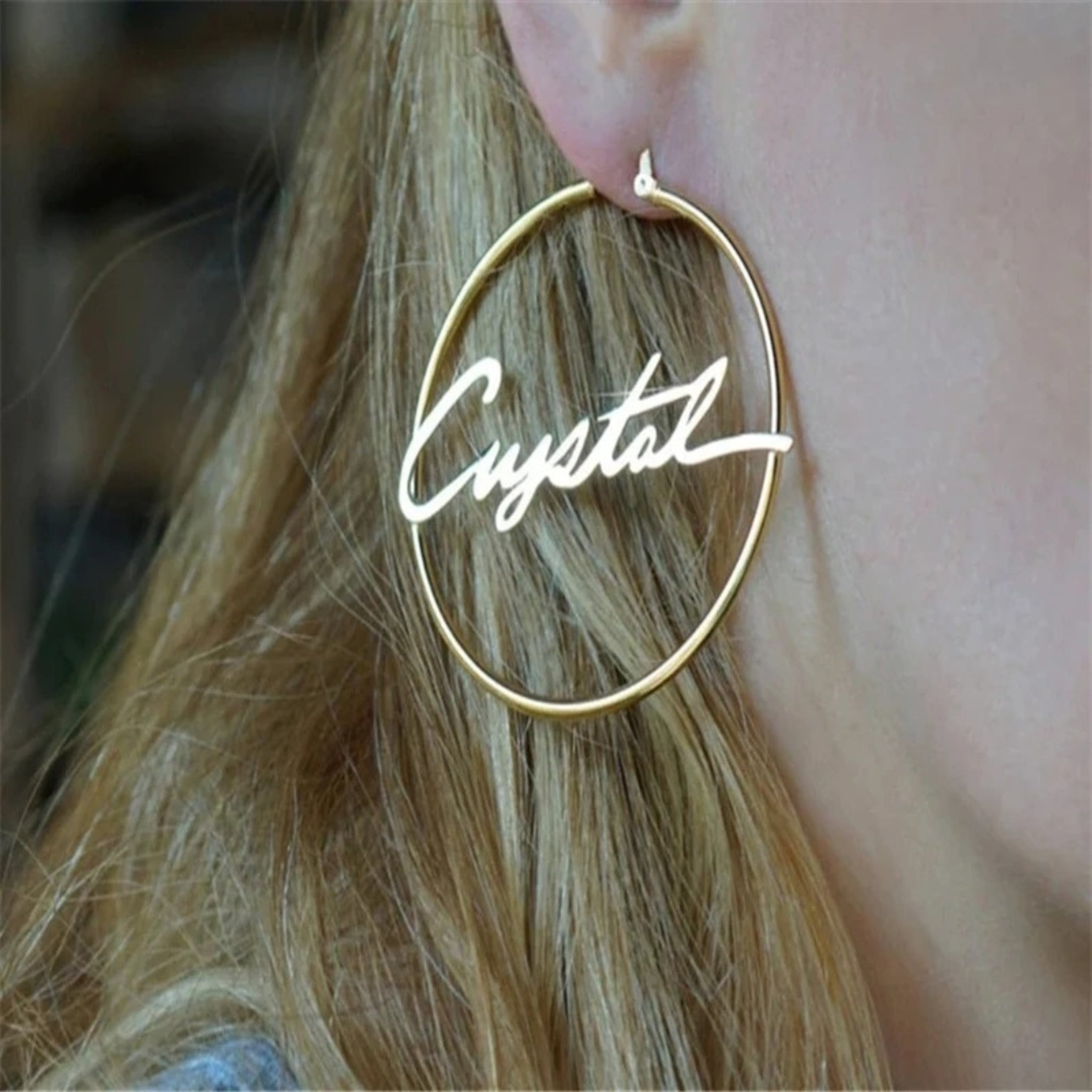 Large Name Hoop Earrings