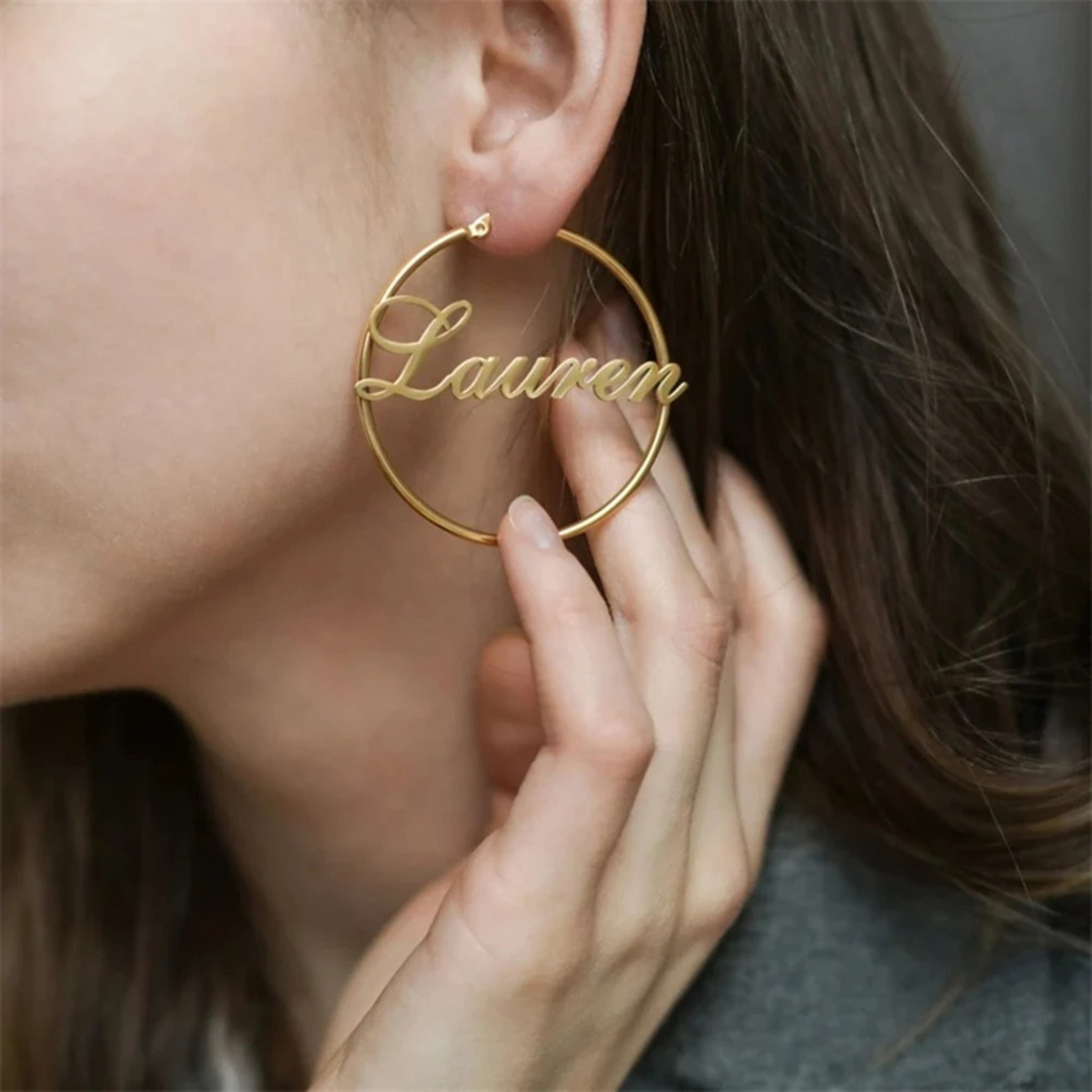 Large Name Hoop Earrings