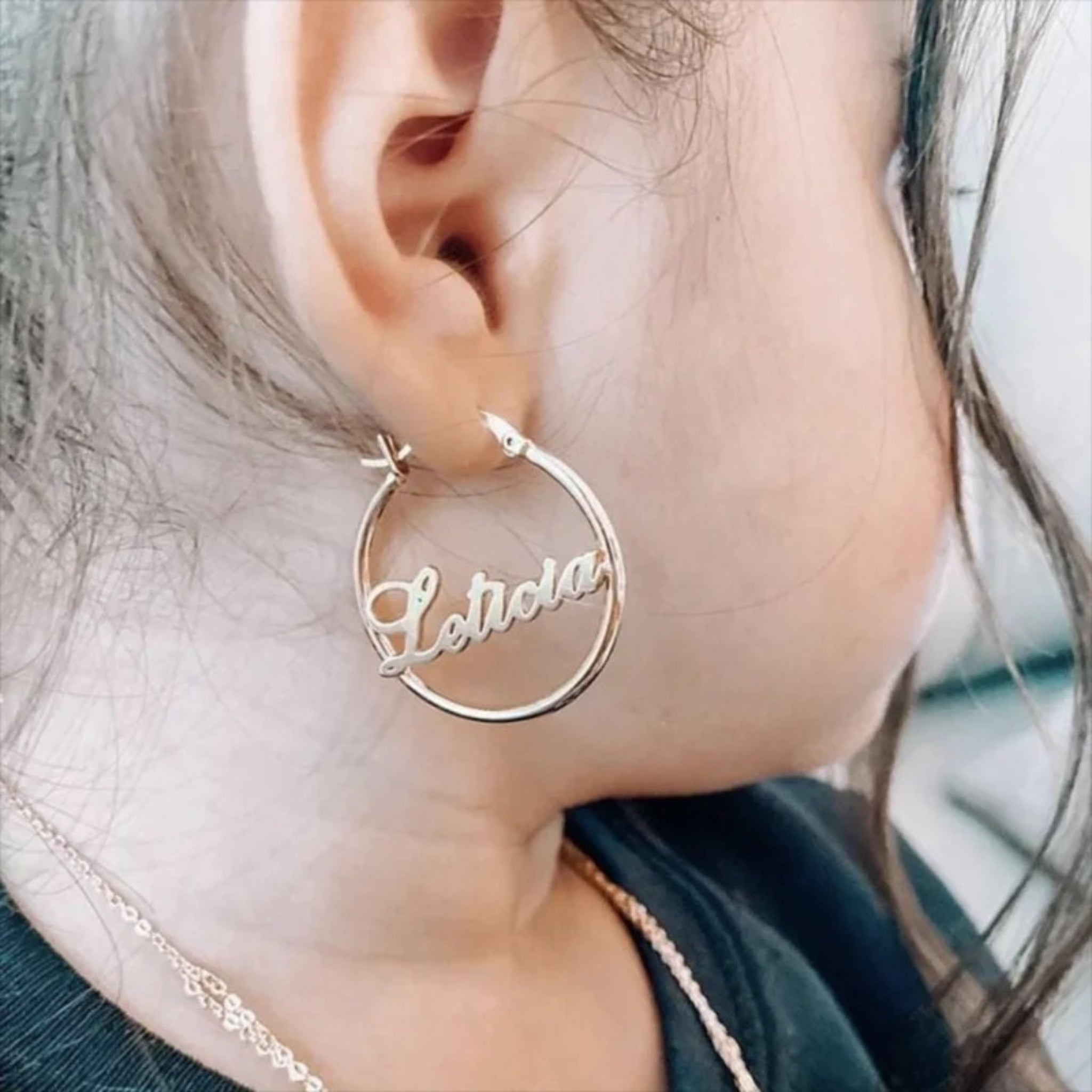 Large Name Hoop Earrings