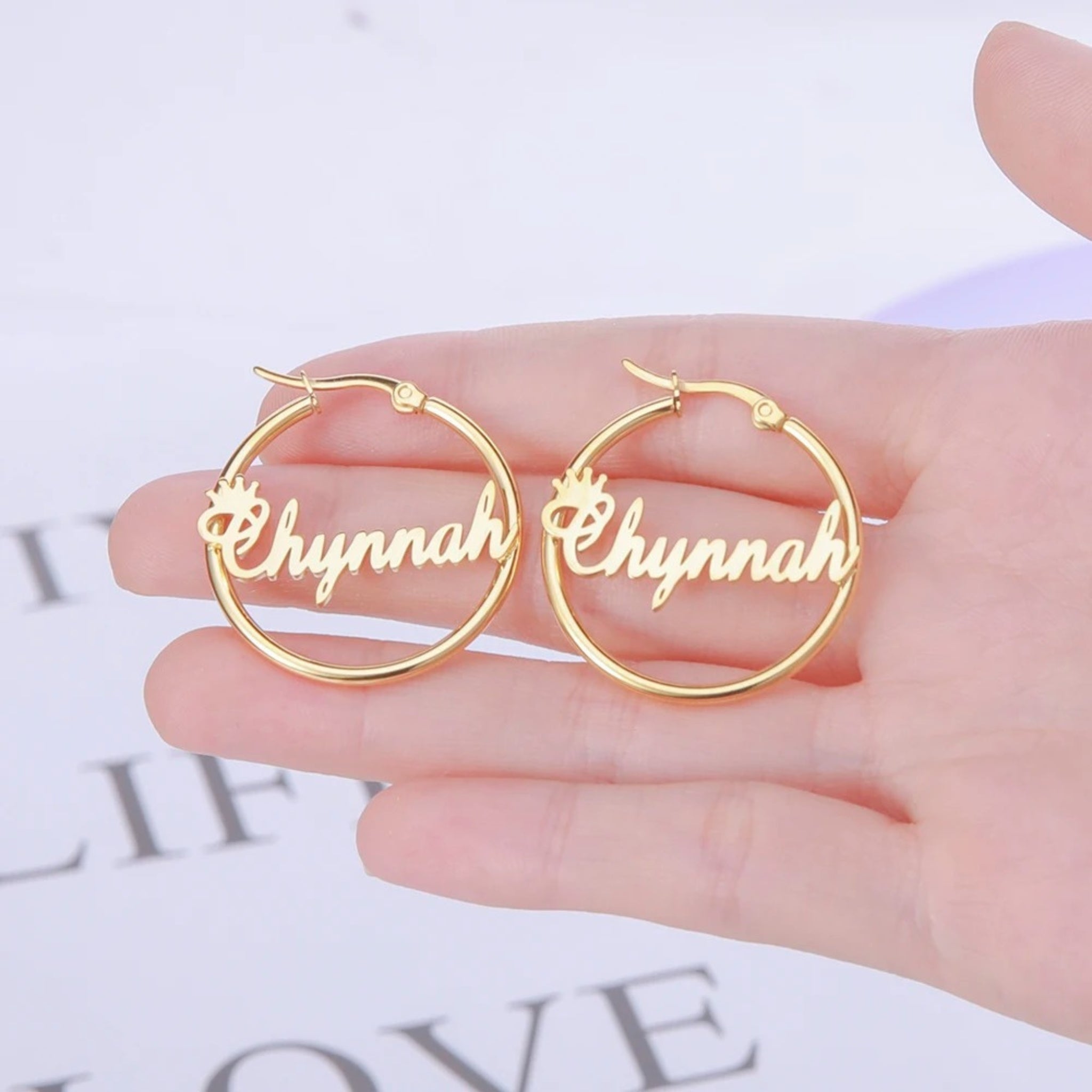 Large Name Hoop Earrings