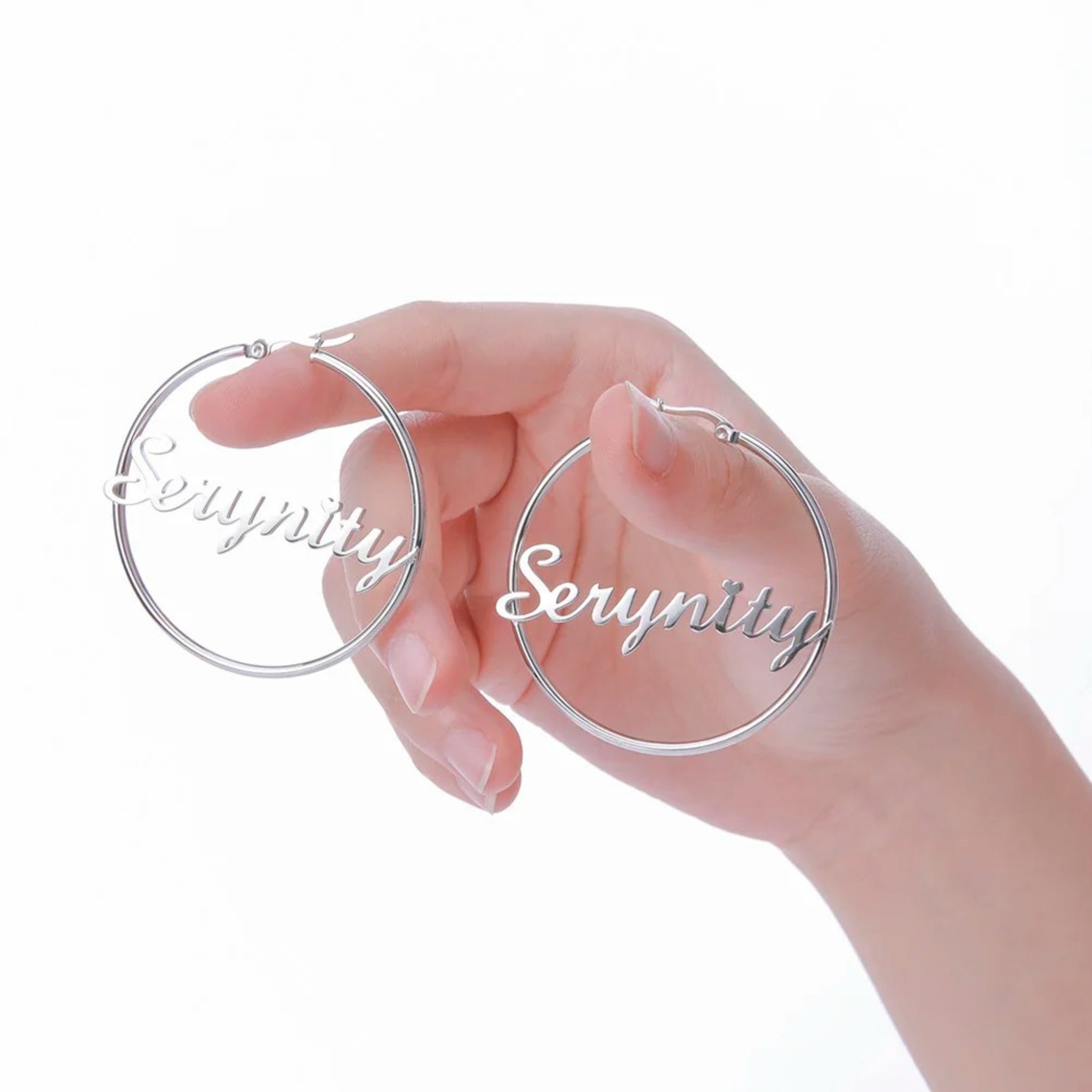 Large Name Hoop Earrings