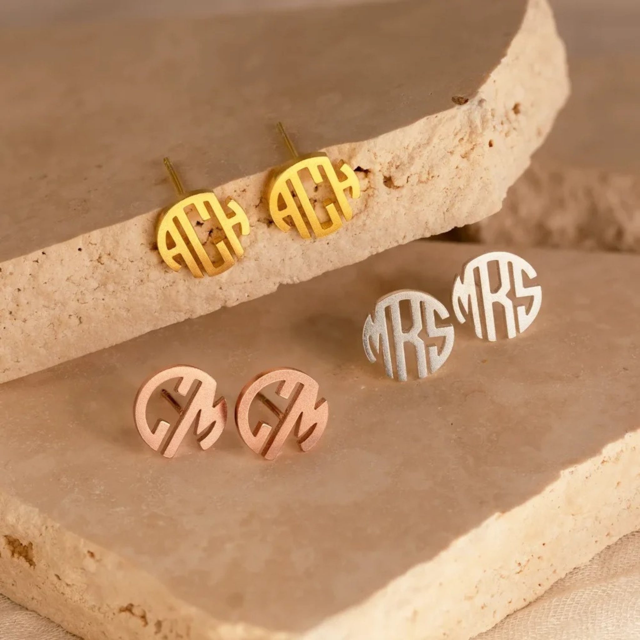 Monogram Stud Earrings