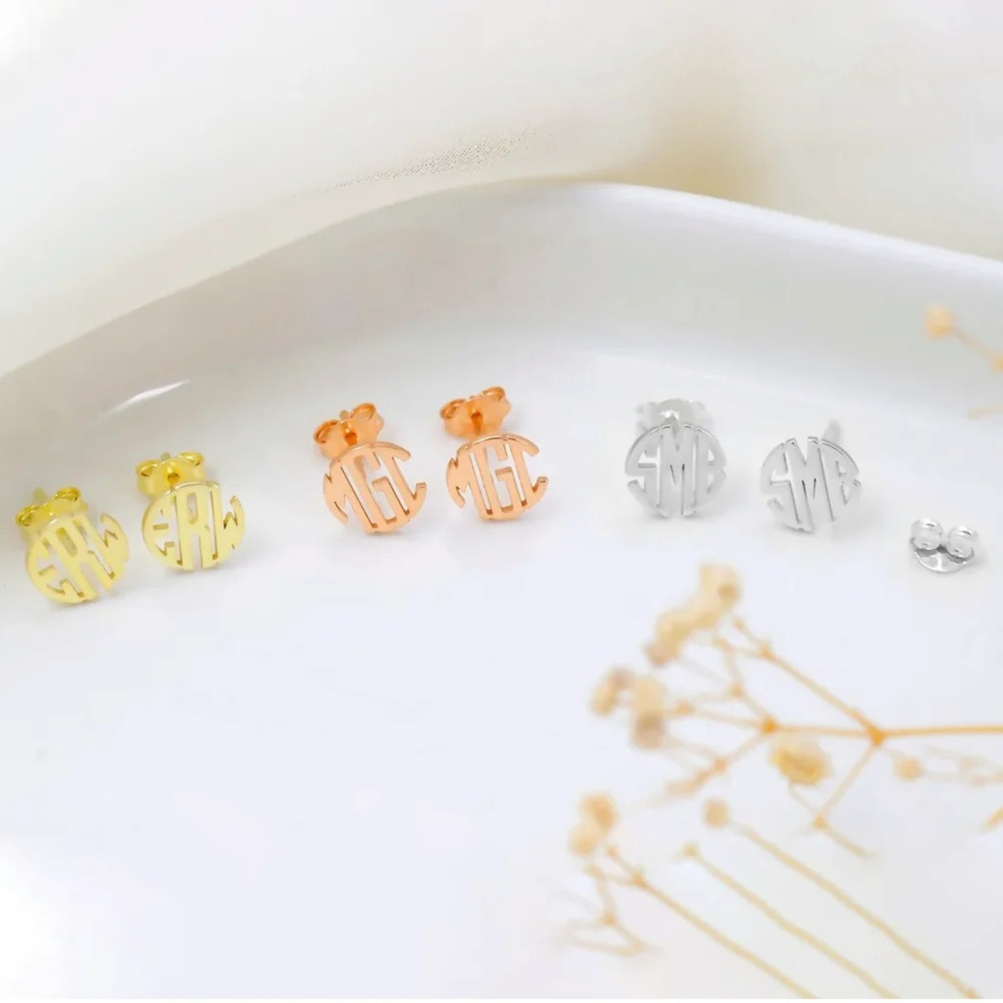 Monogram Stud Earrings