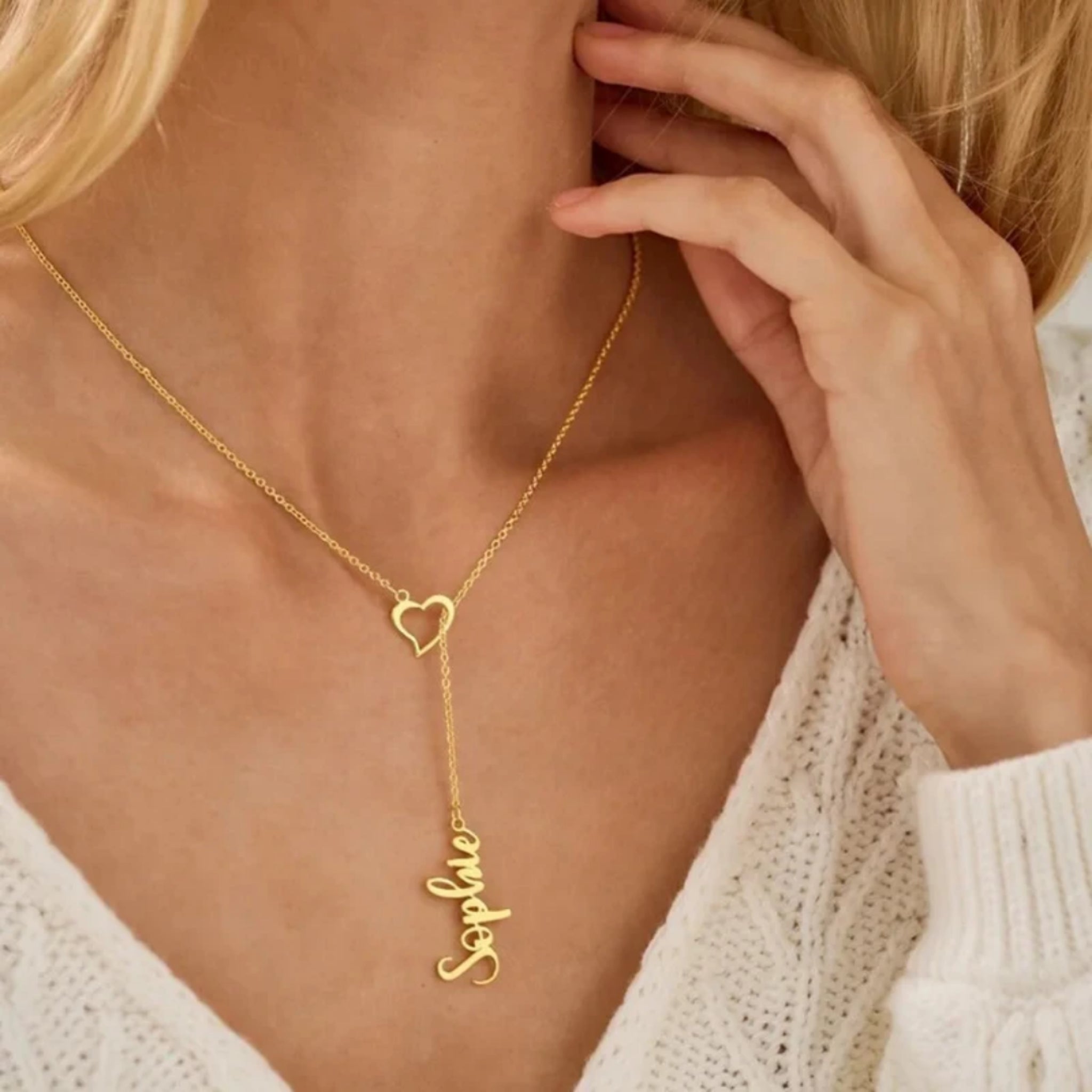 Heart Line Necklace with Name