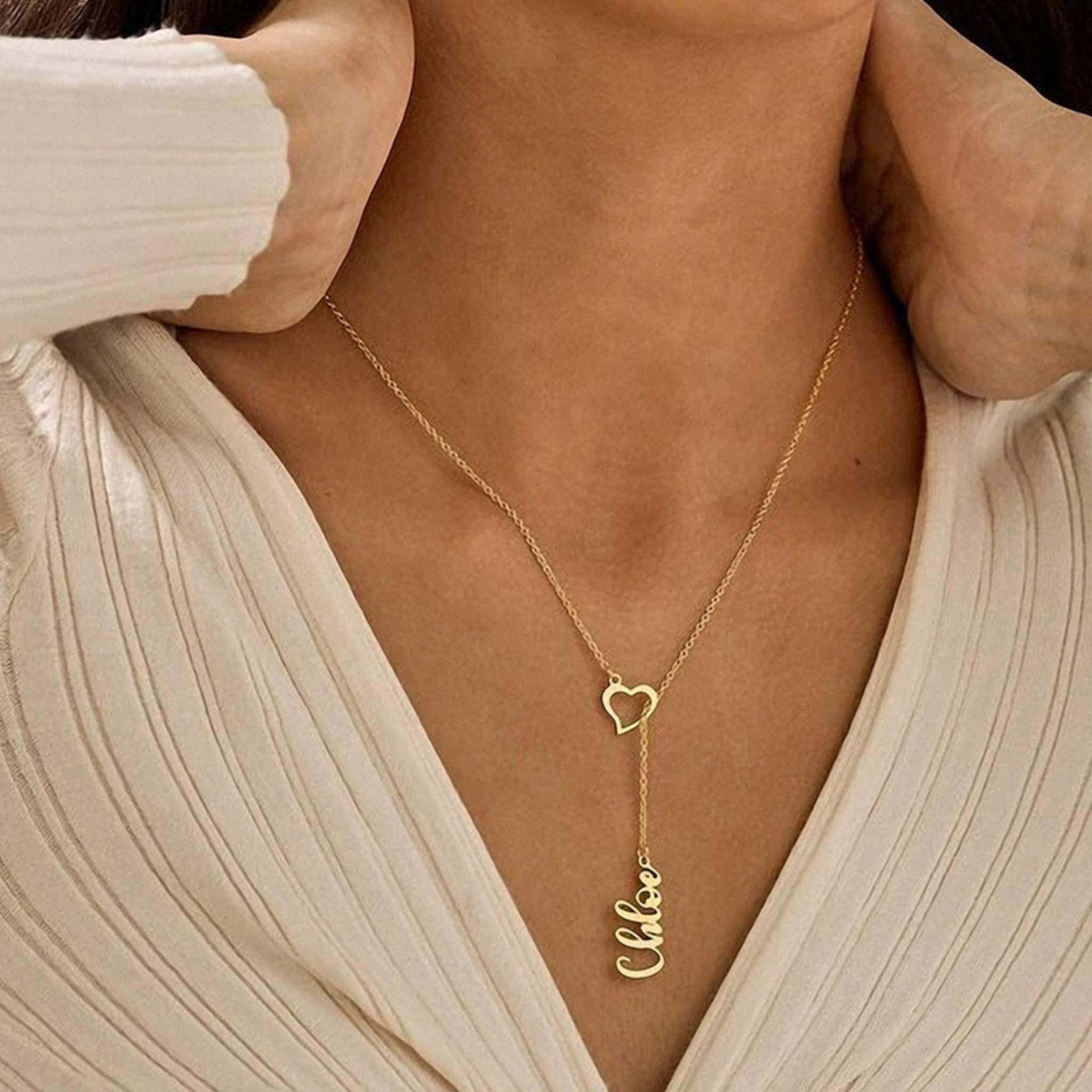 Heart Line Necklace with Name