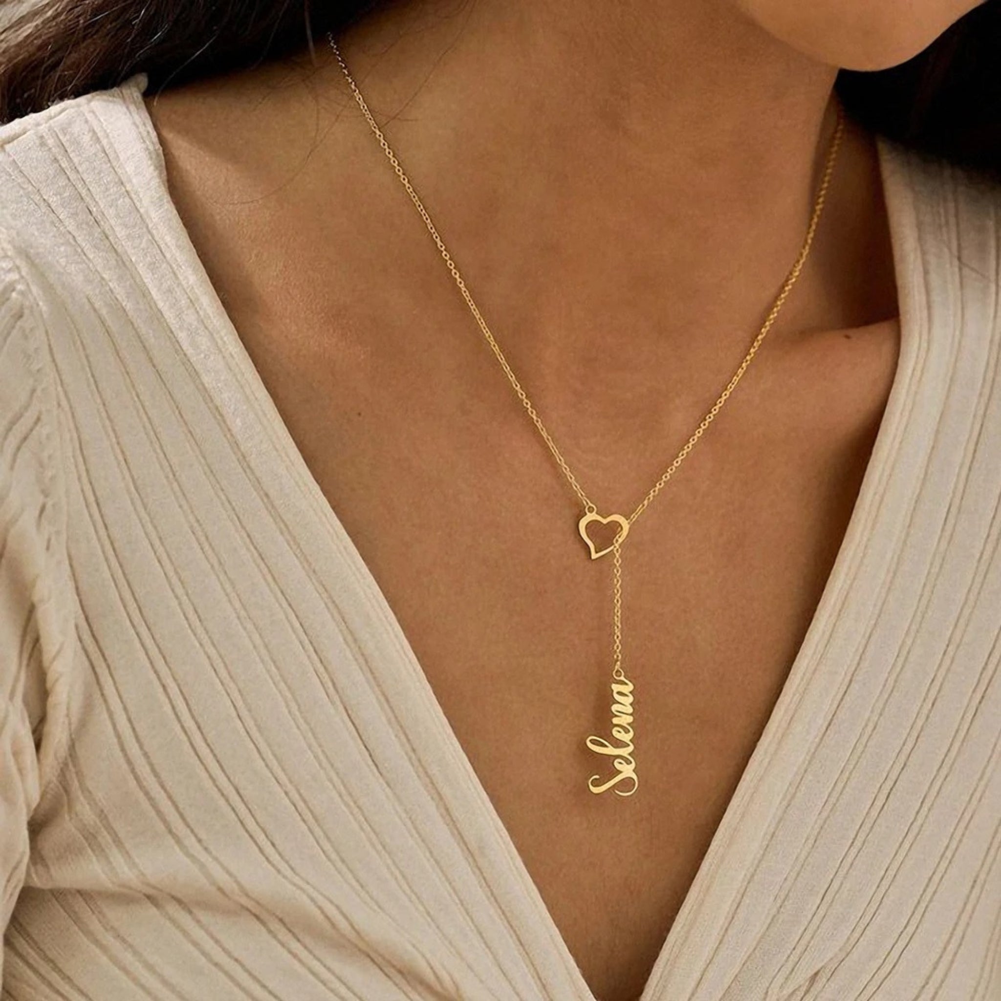 Heart Line Necklace with Name