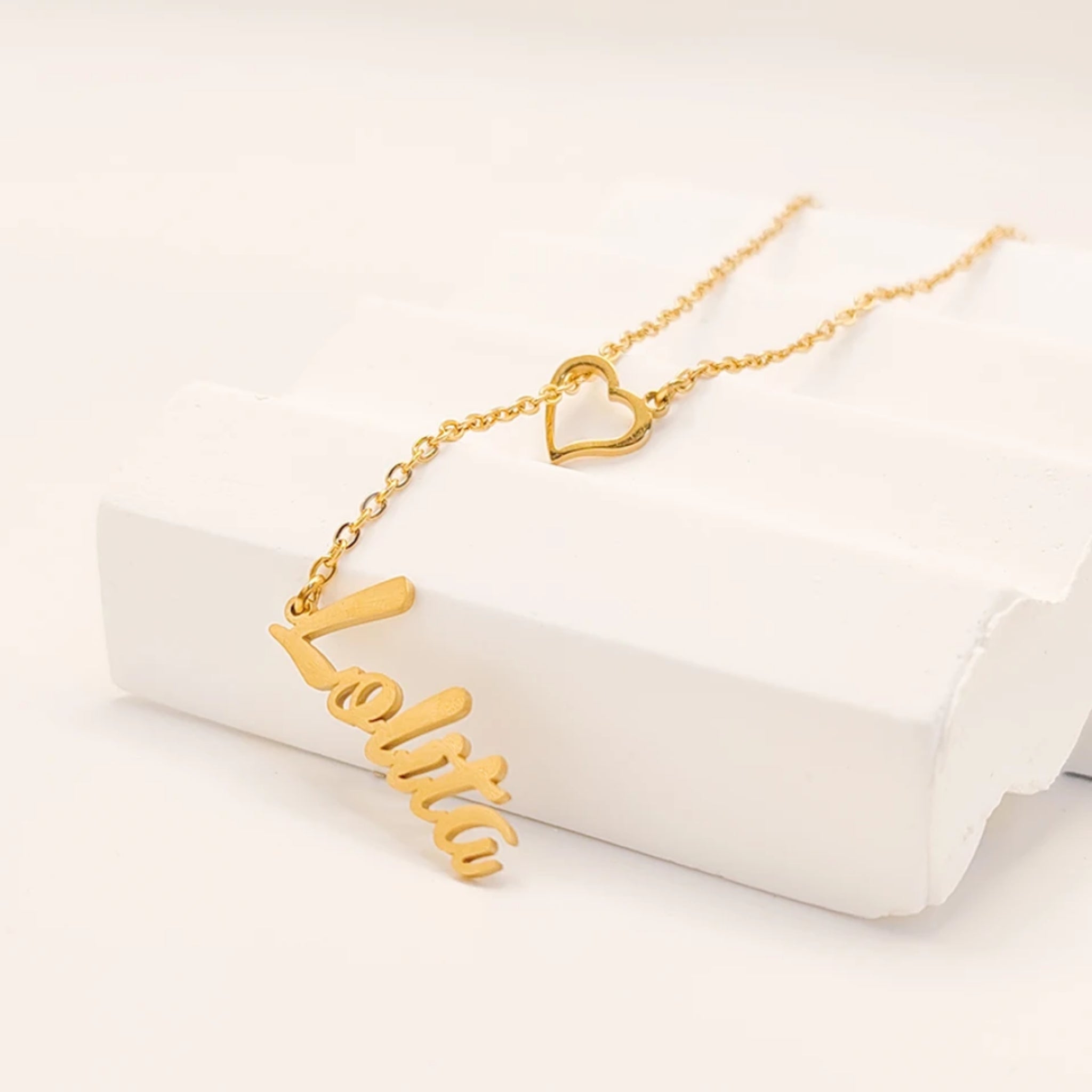 Heart Line Necklace with Name