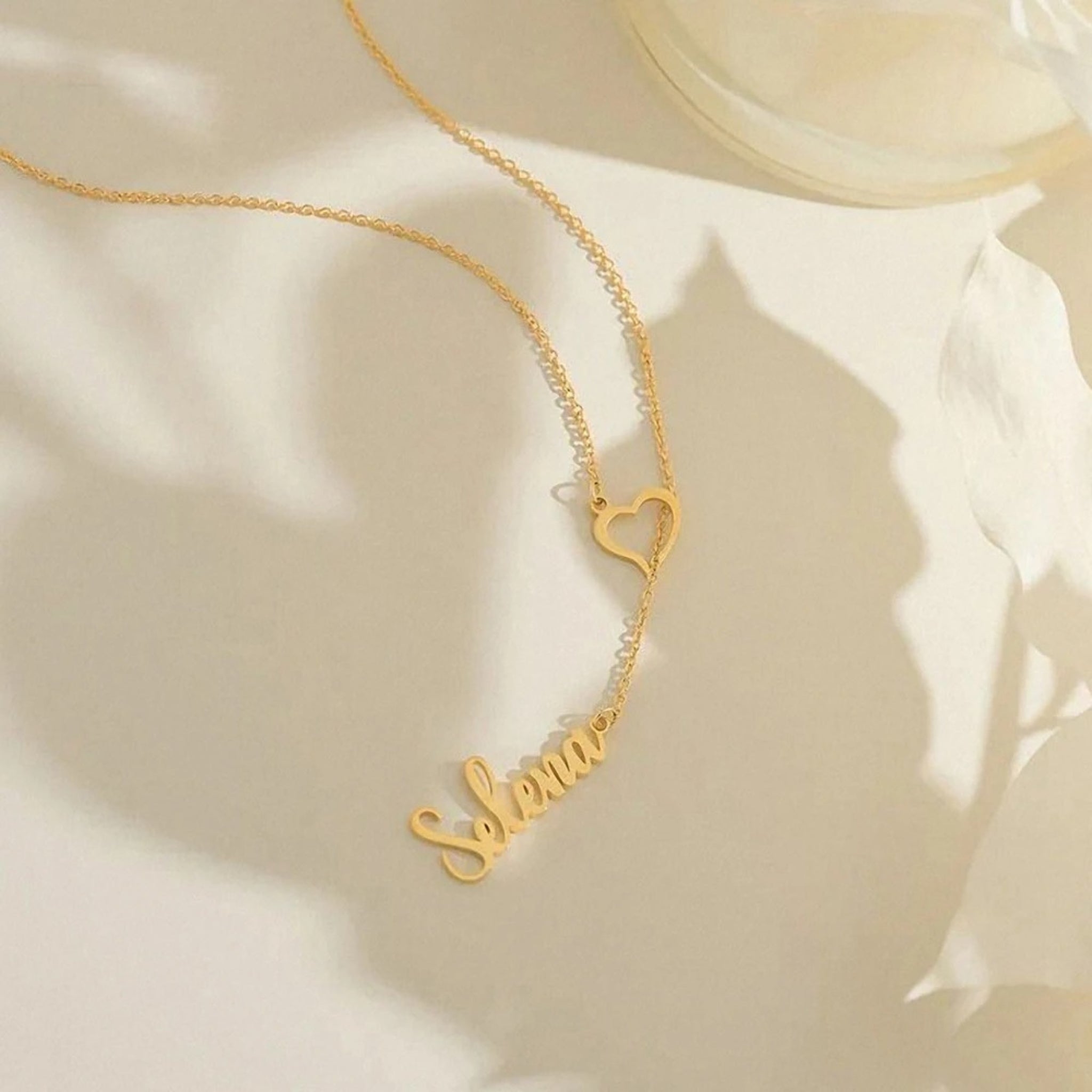 Heart Line Necklace with Name