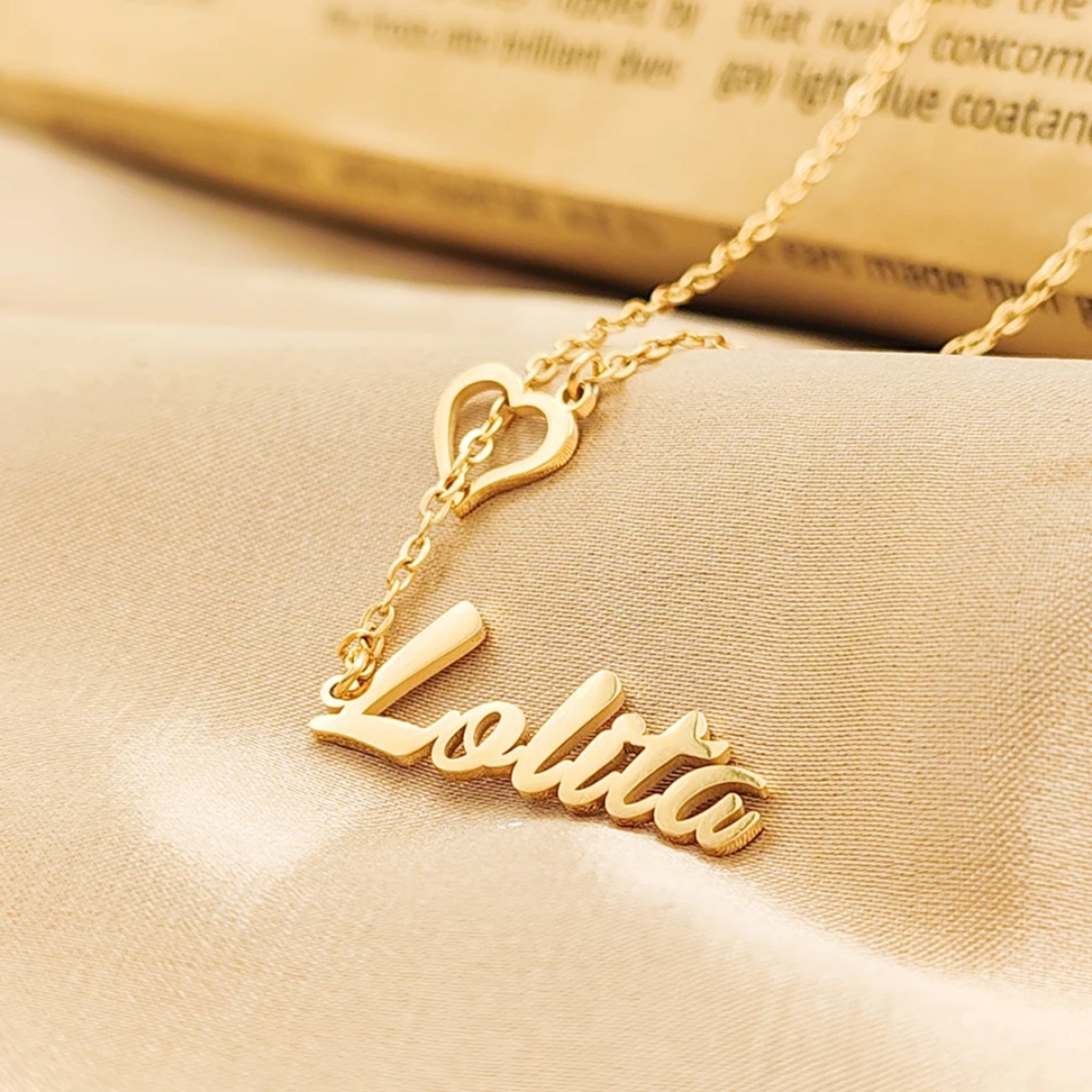 Heart Line Necklace with Name