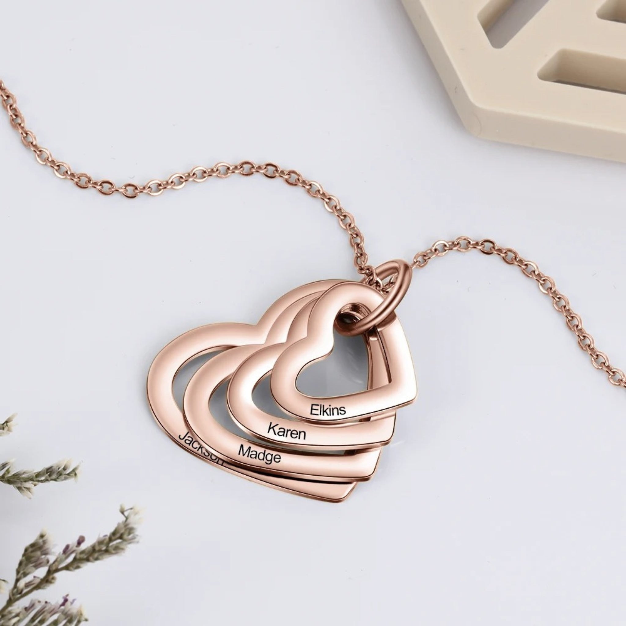 Layered Heart Pendant Name Necklace
