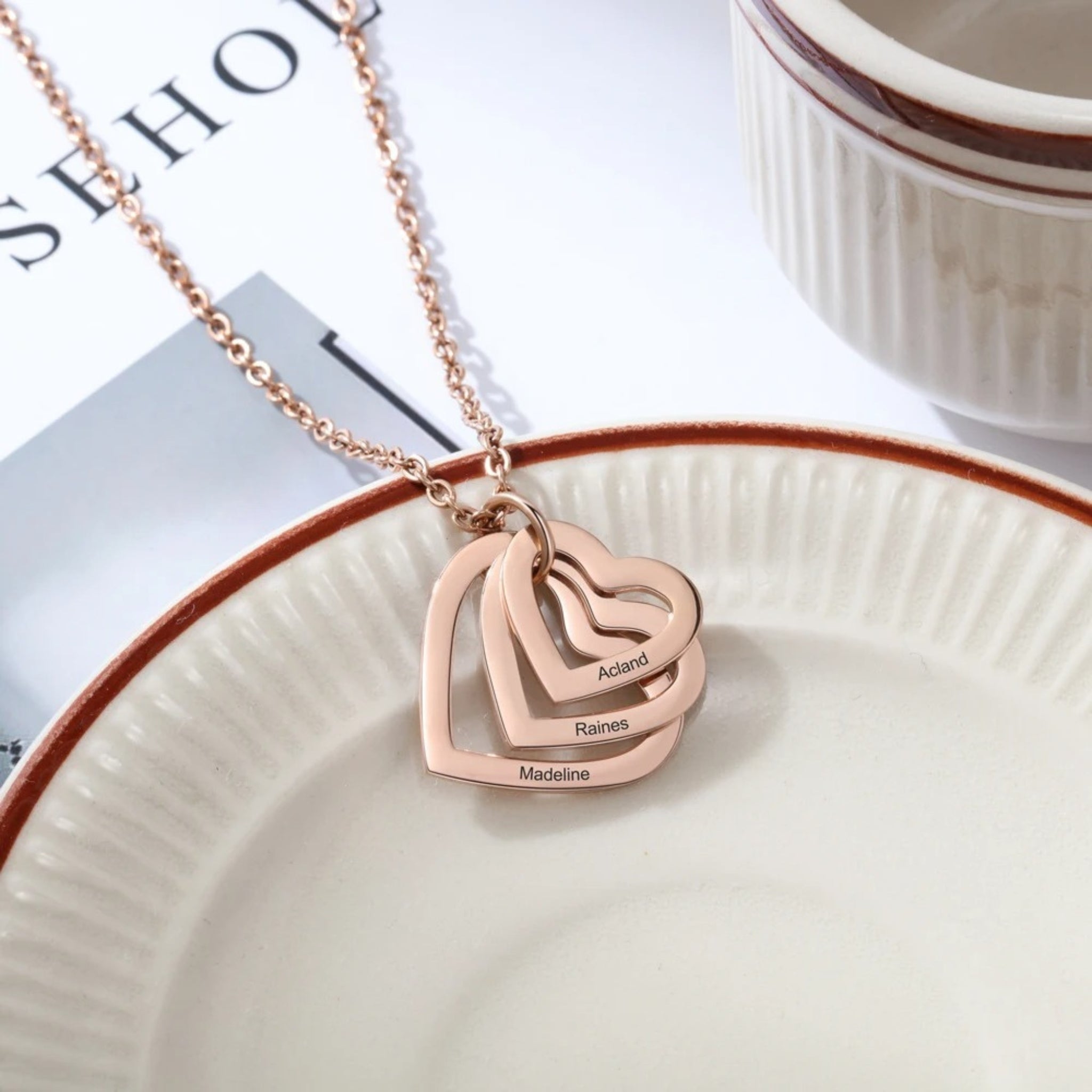 Layered Heart Pendant Name Necklace
