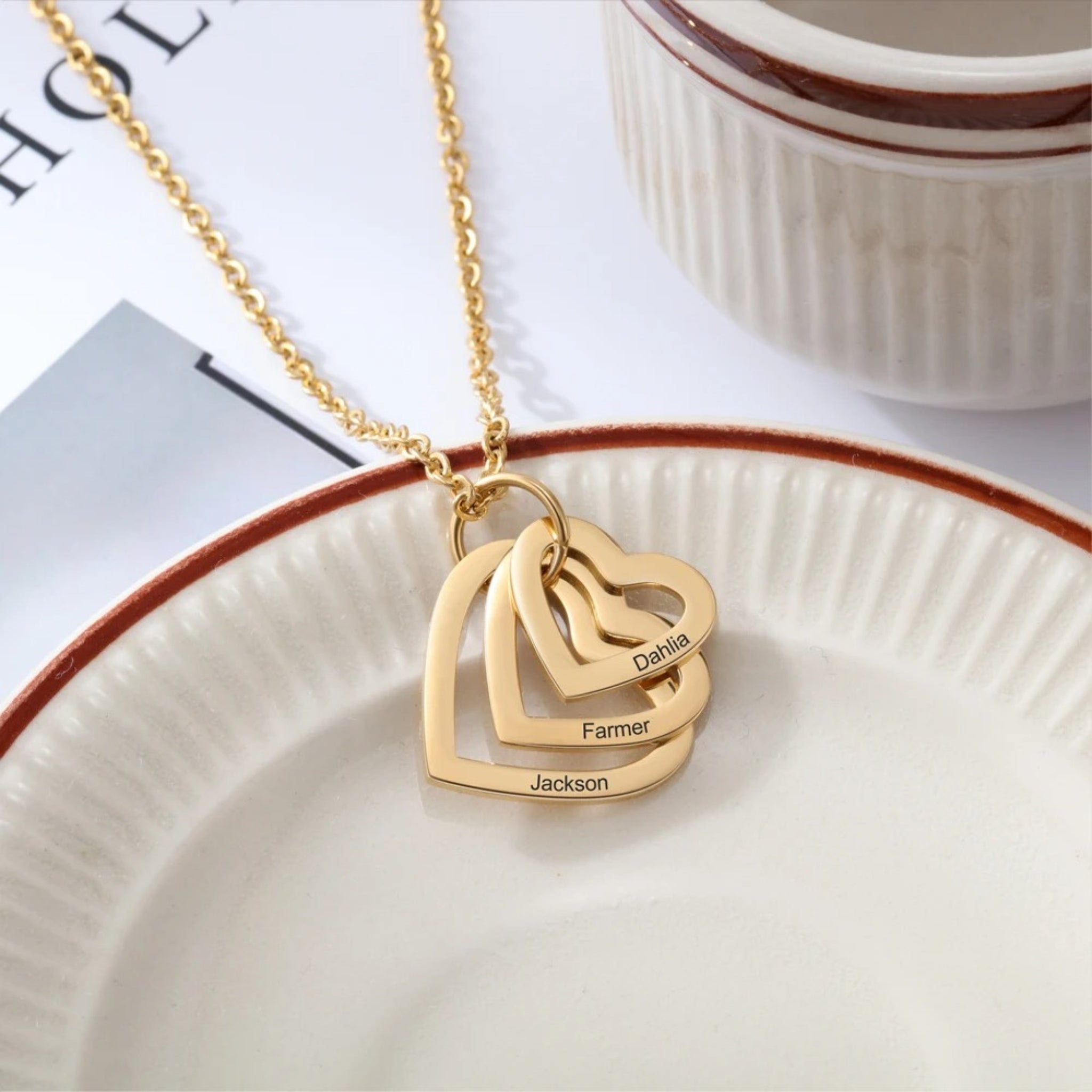 Layered Heart Pendant Name Necklace