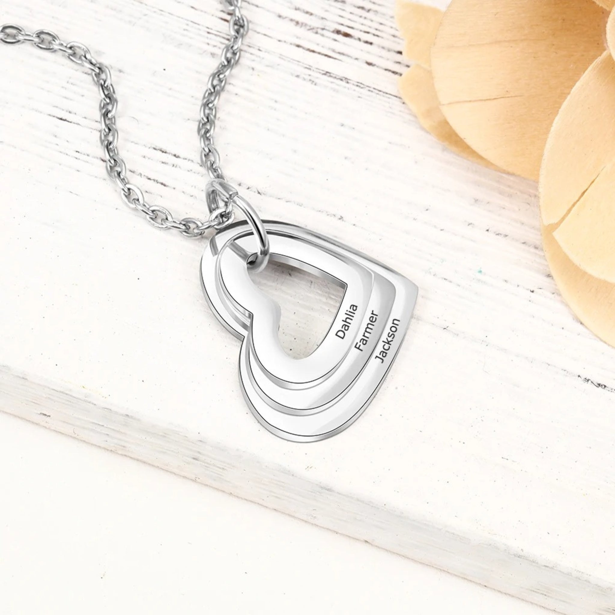 Layered Heart Pendant Name Necklace