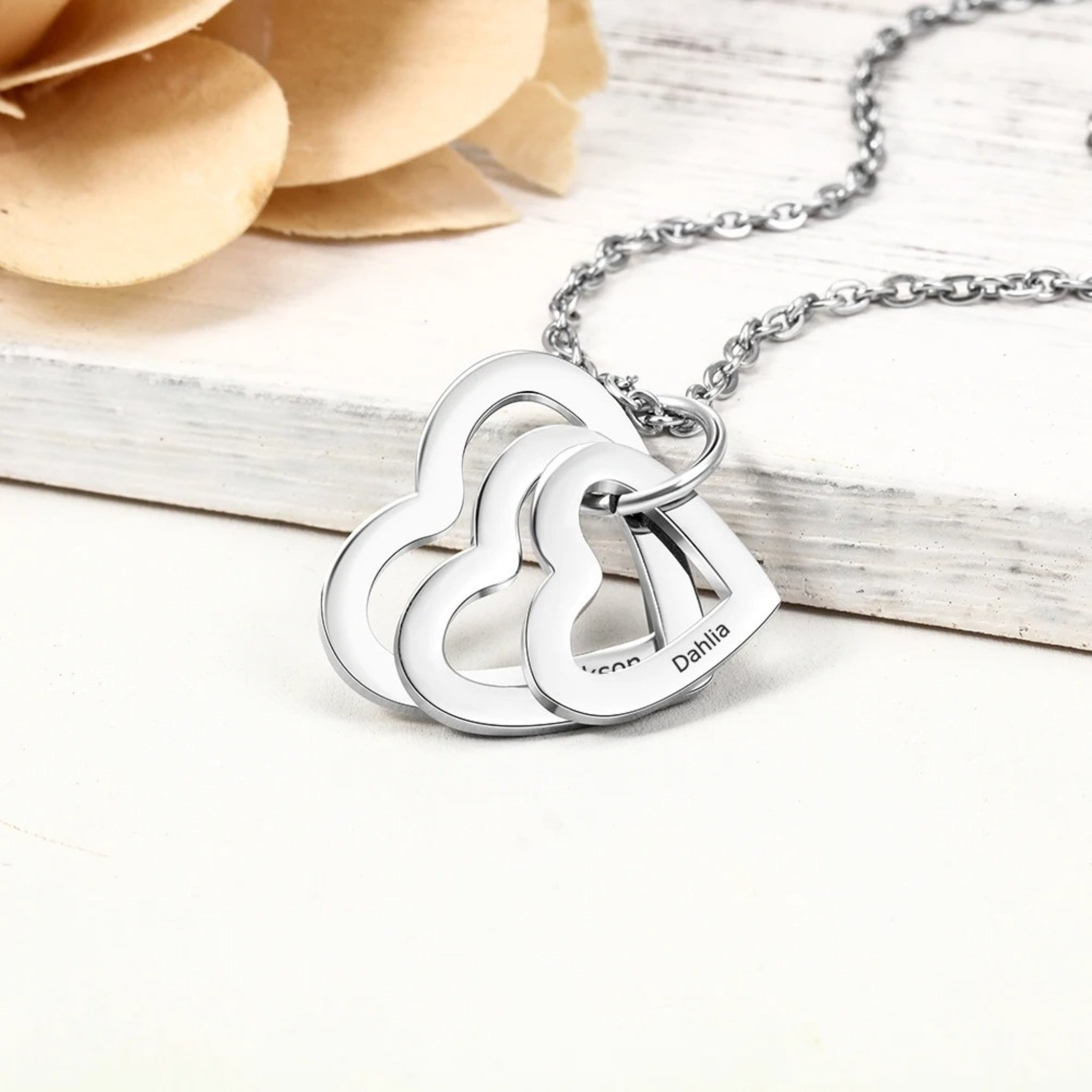 Layered Heart Pendant Name Necklace
