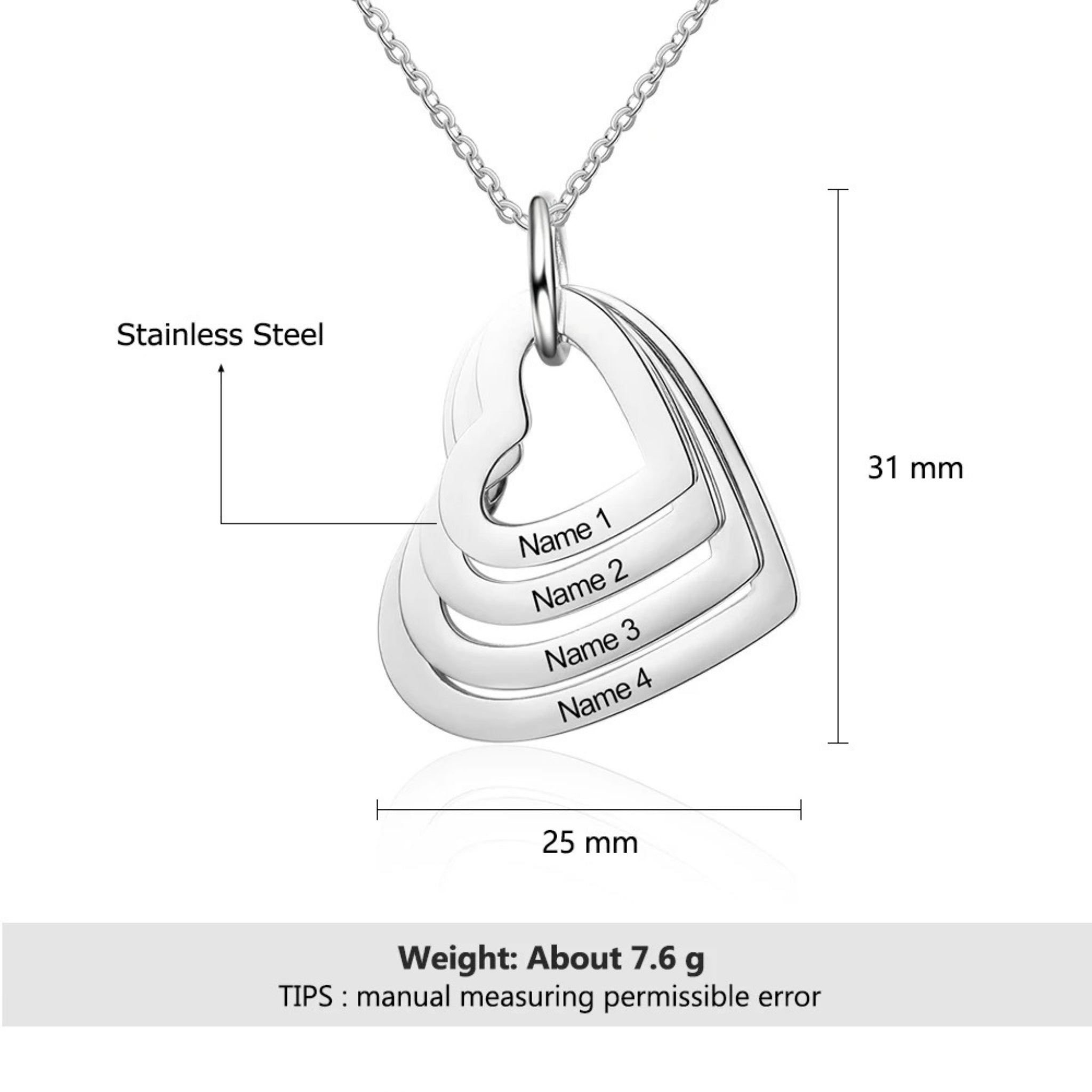 Layered Heart Pendant Name Necklace