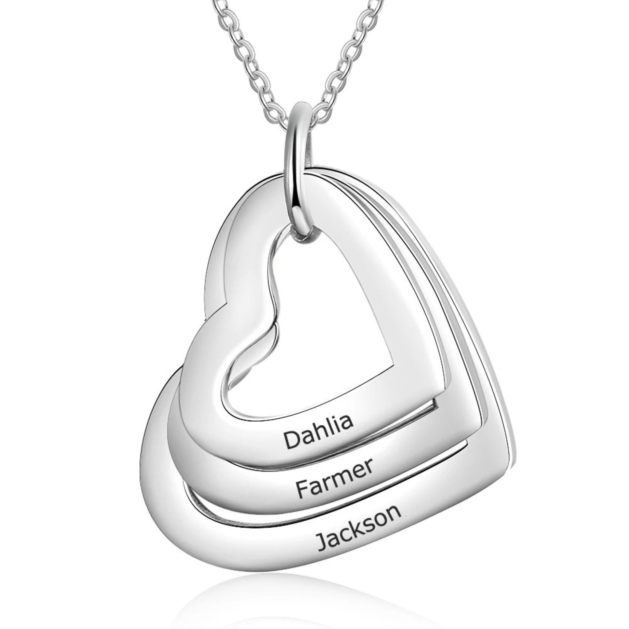 Layered Heart Pendant Name Necklace