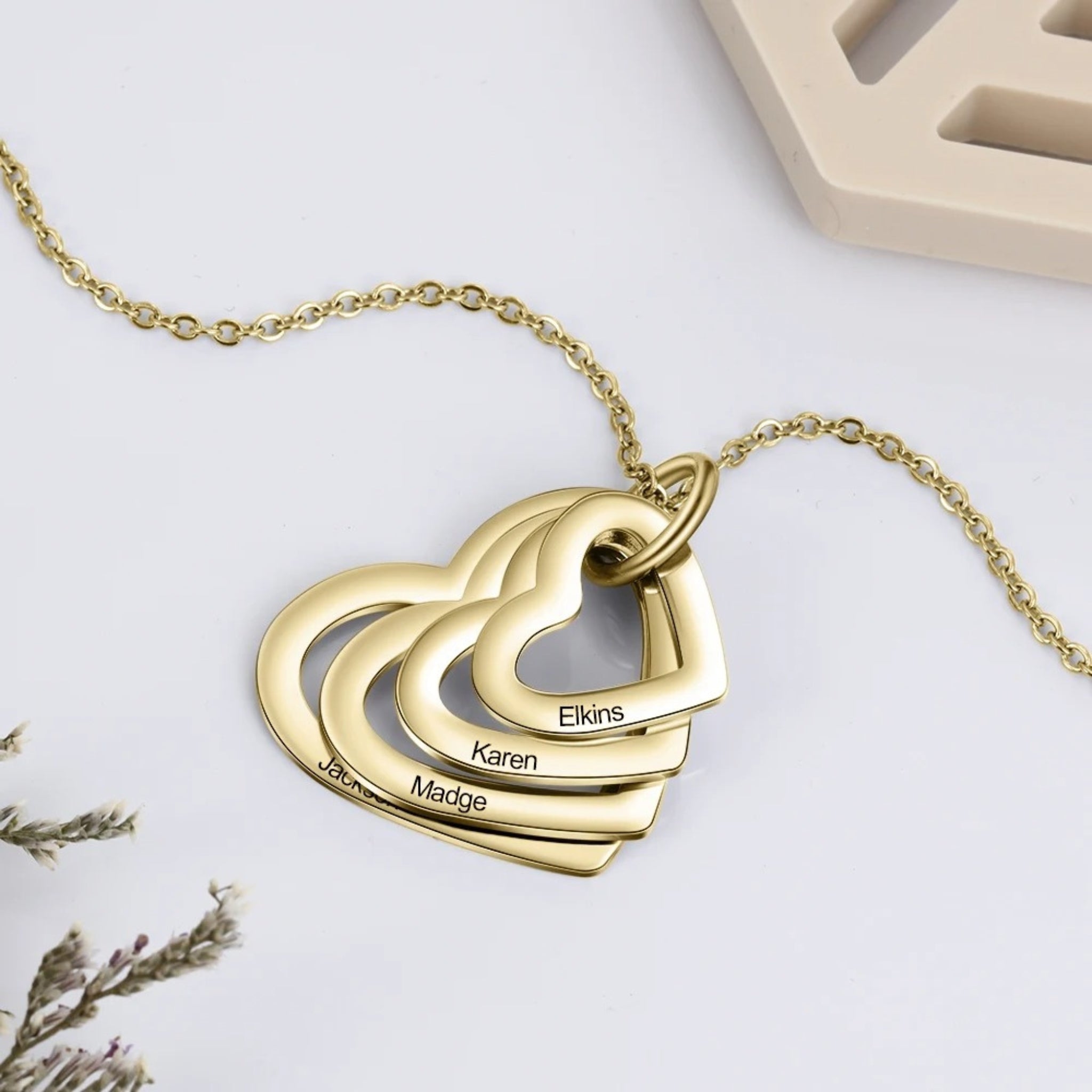 Layered Heart Pendant Name Necklace