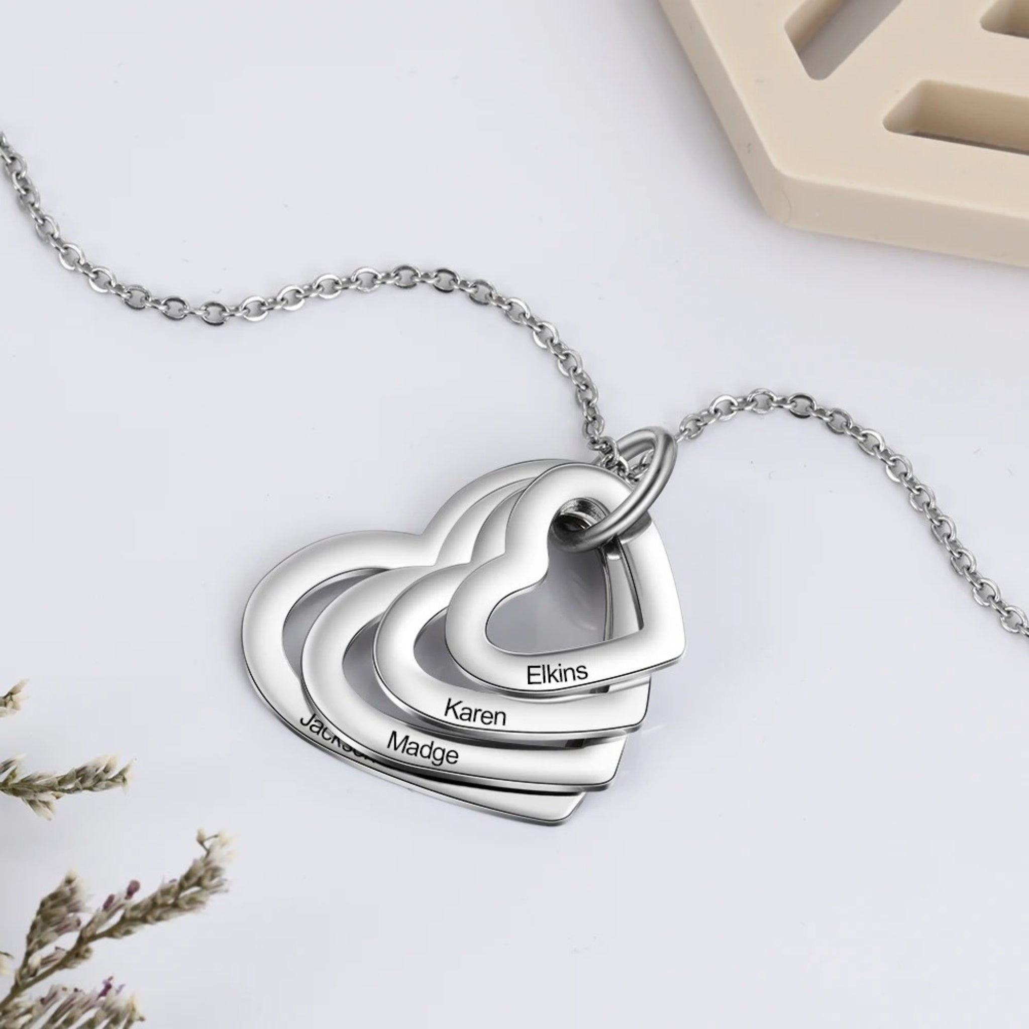 Layered Heart Pendant Name Necklace