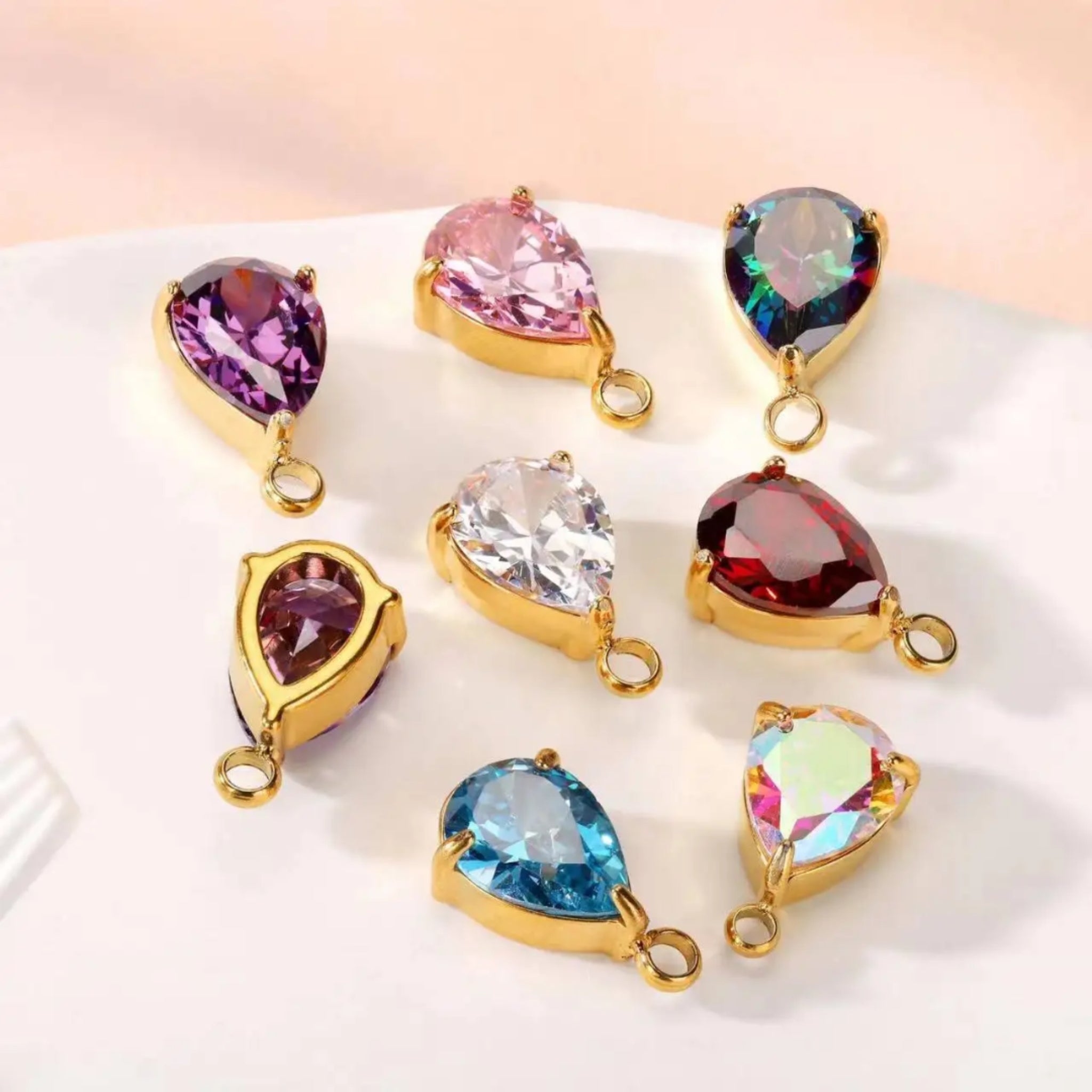 Teardrop Birthstone Name Necklace