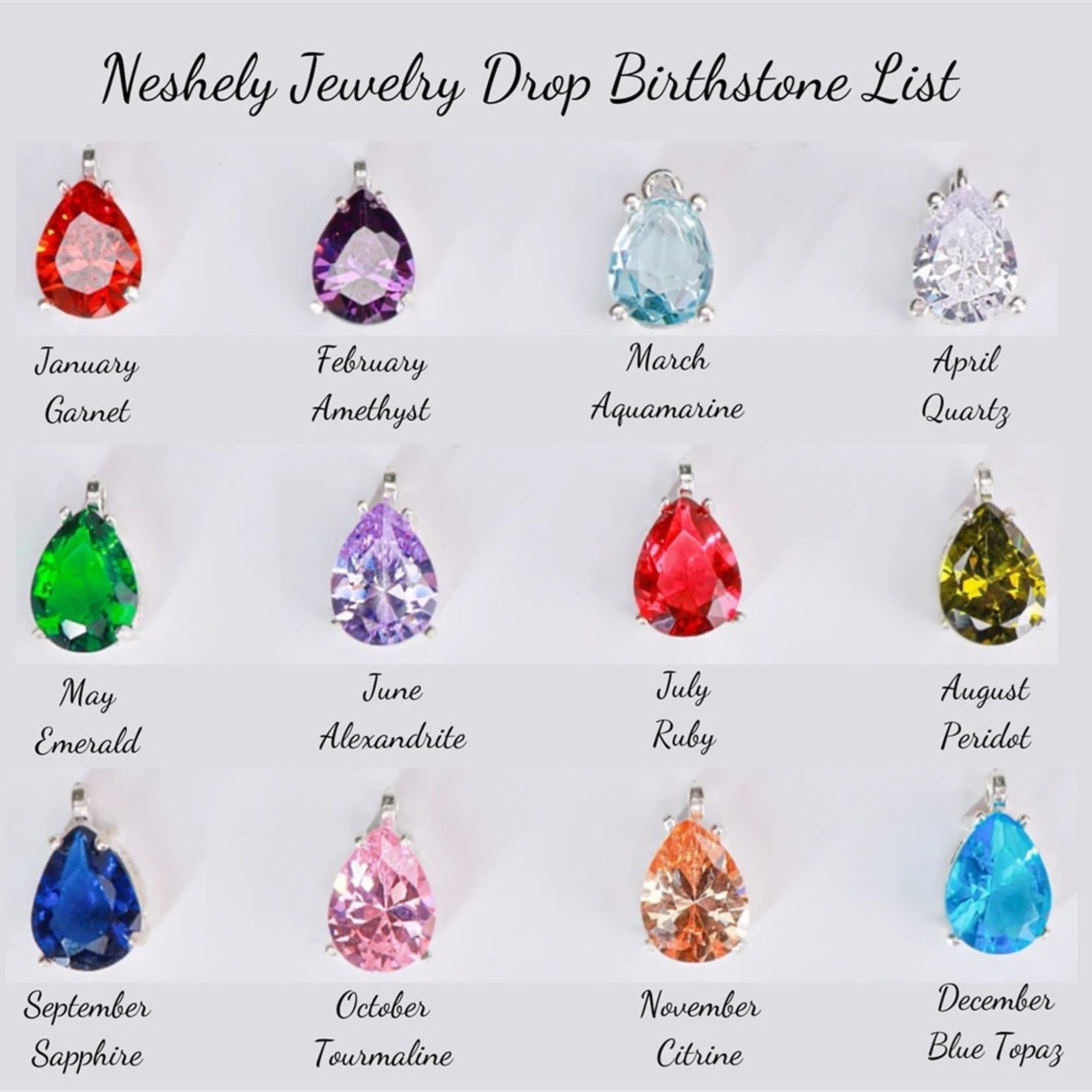 Teardrop Birthstone Name Necklace