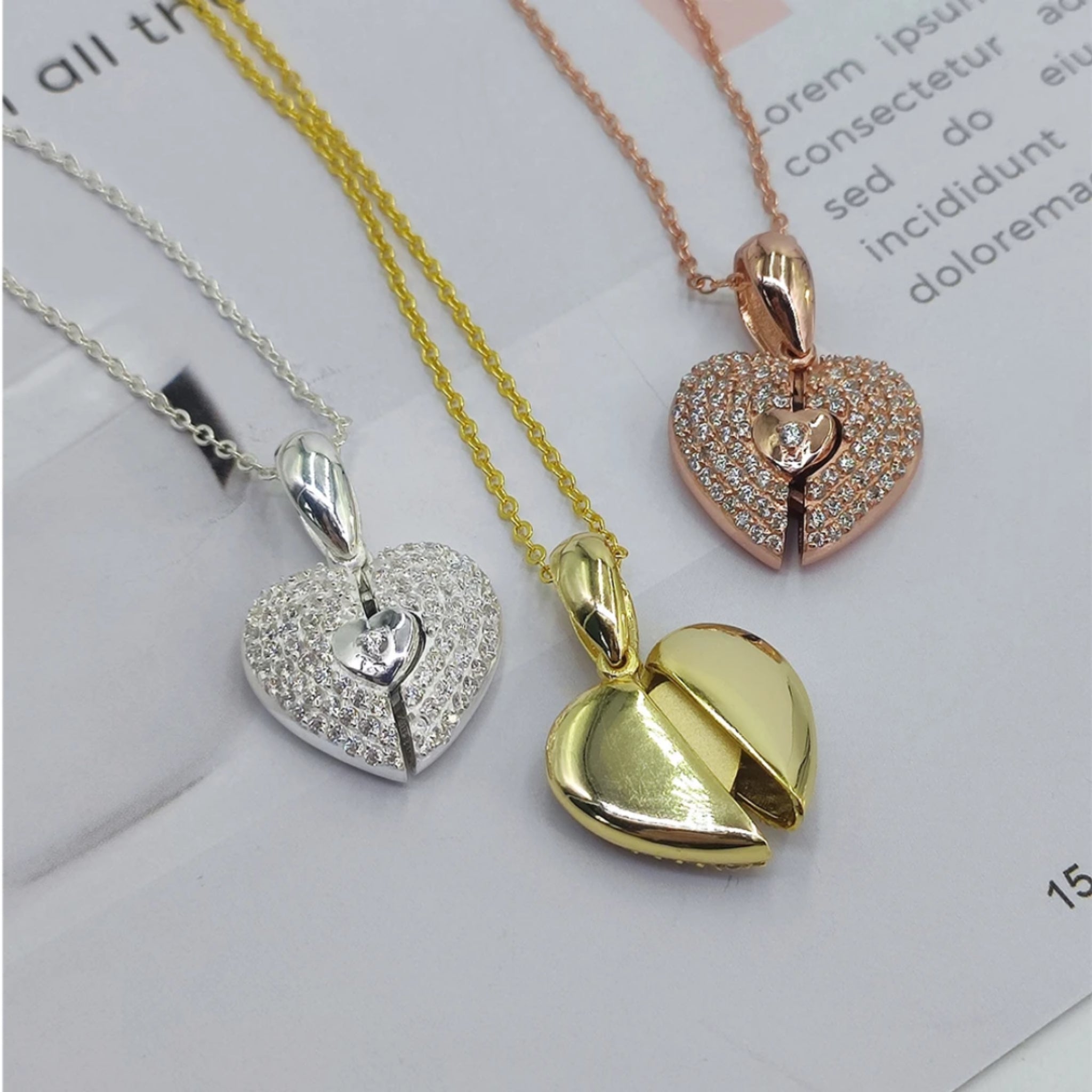 Sparkling Angel Wing Heart Necklace with Photo