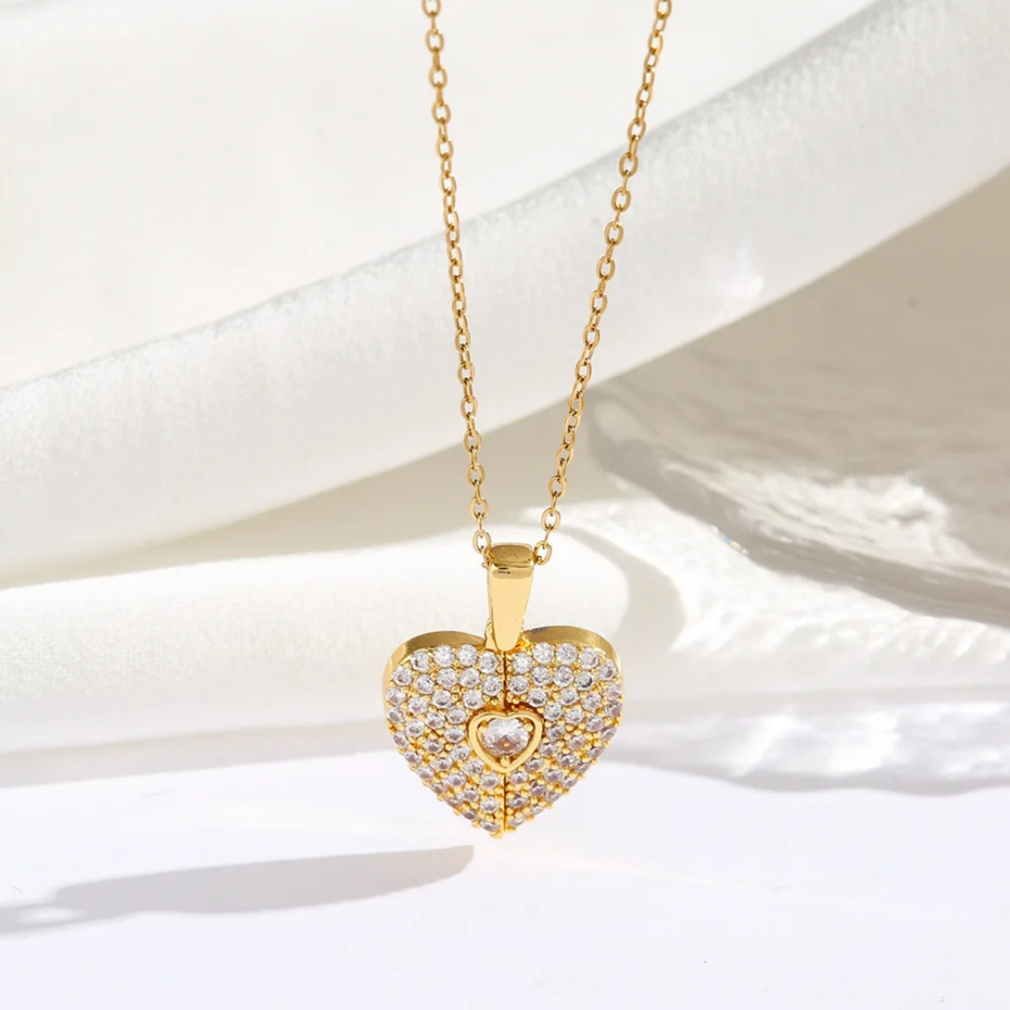 Sparkling Angel Wing Heart Necklace with Photo