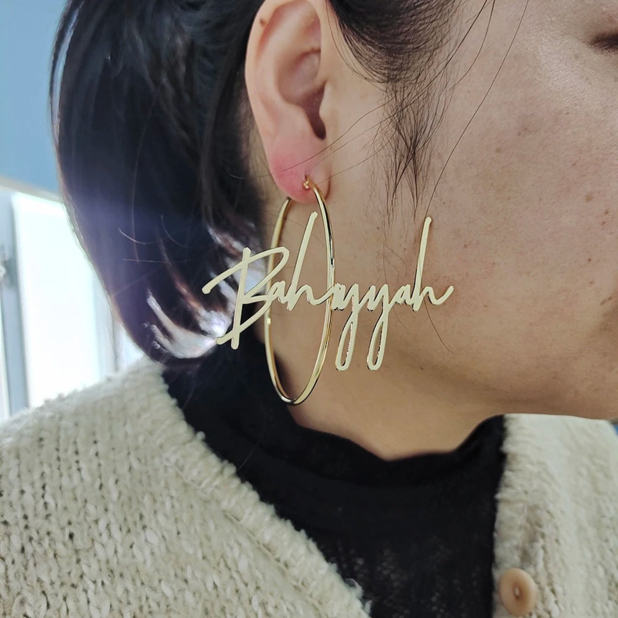 Oversized Name Hoop Earrings