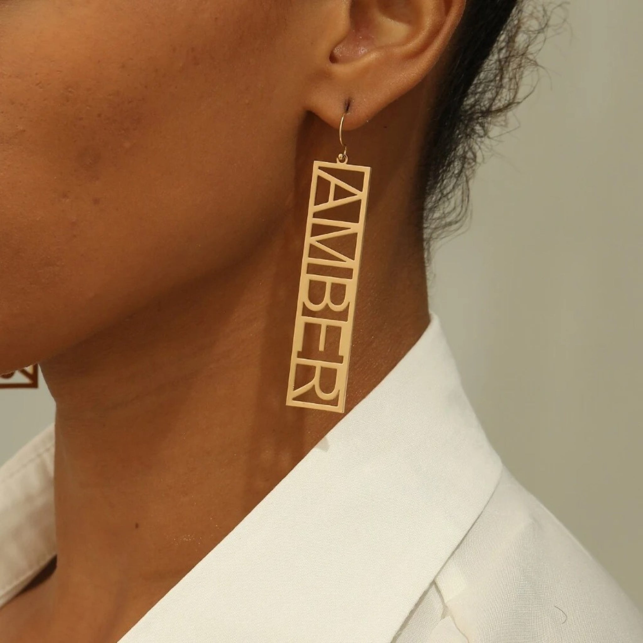 Rectangular Cutout Name Earrings