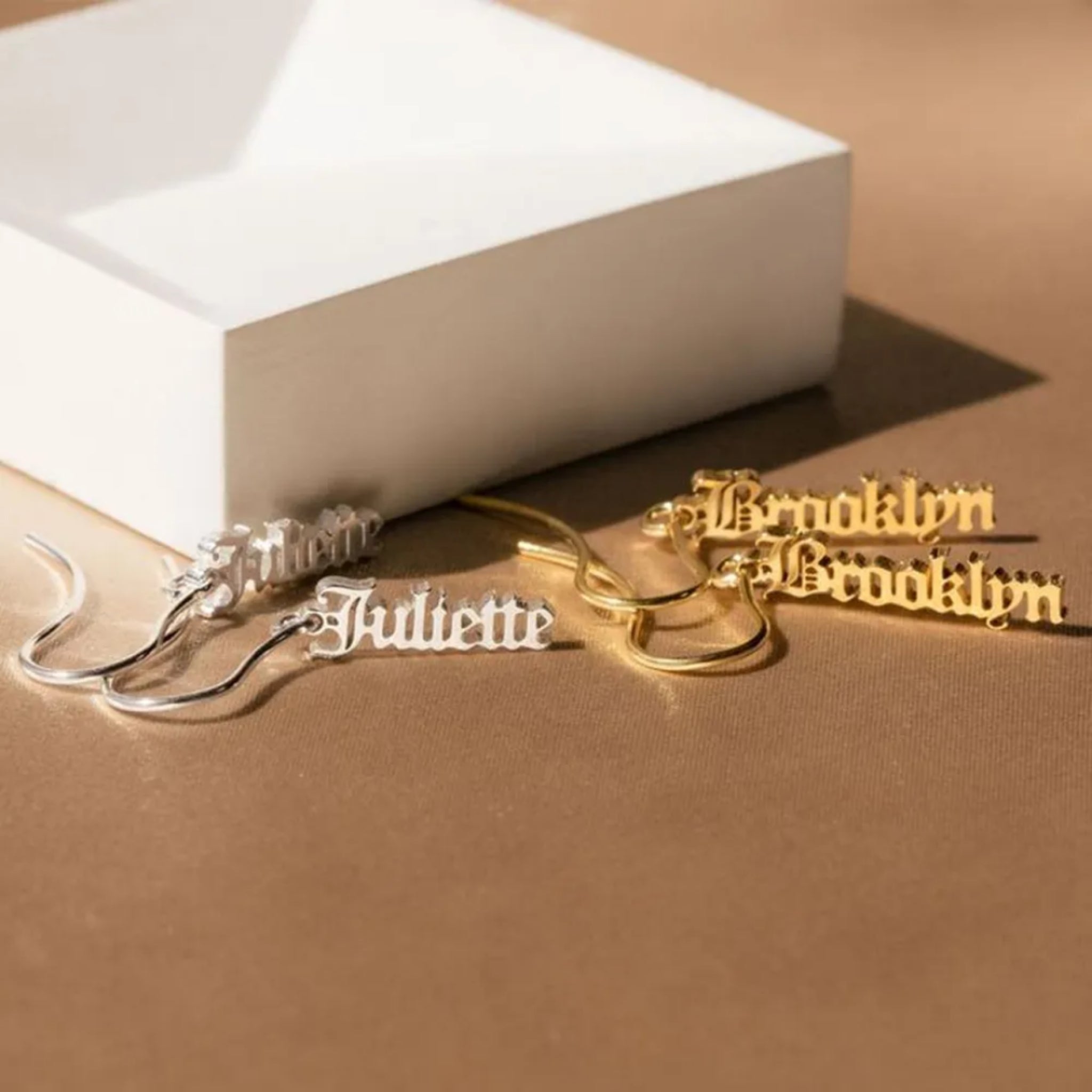 Vertical Name Drop Earrings